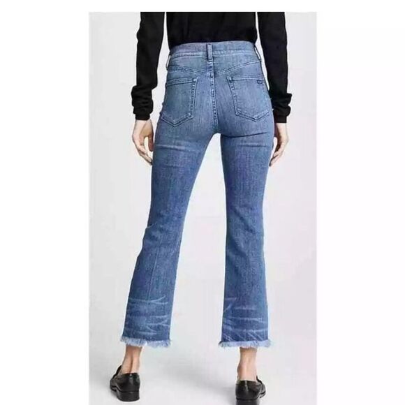 AYR Medium Blue Straight Leg The Pop Frayed Raw Hem Jeans 33 - Picture 3 of 14